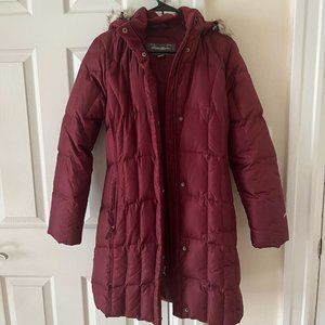 ALMOST NEW Eddie Bauer down parka (size small, maroon)